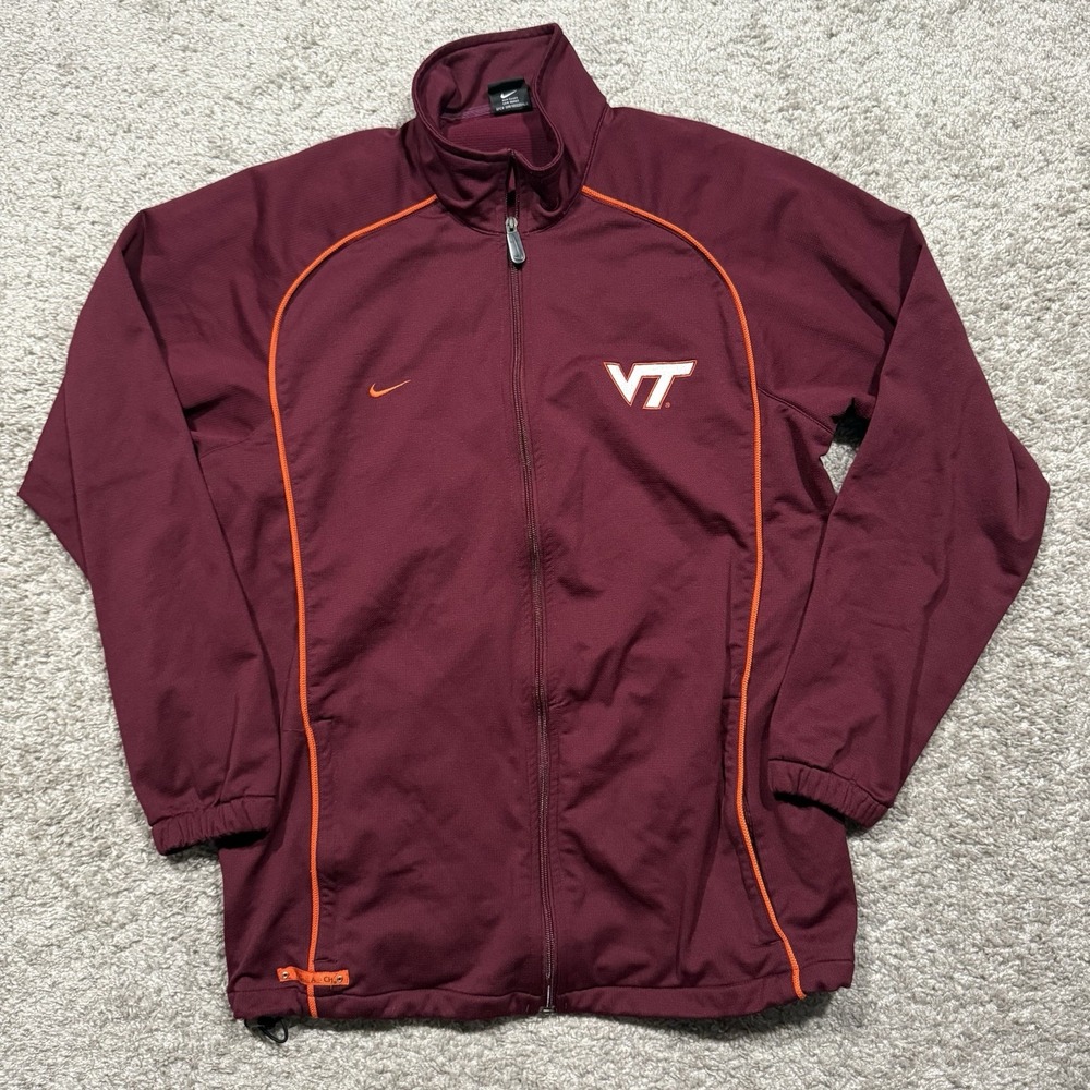 Nike Virginia Tech Team Men's Full Zip Jacket Mock Neck SZ L Embroidered